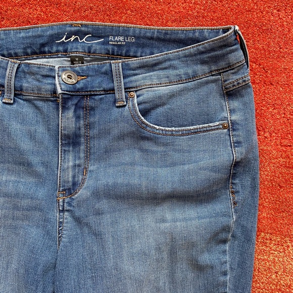 Inc Denim Jeans Womens 12P Flare Leg High Rise Stretch Blue Wash - Picture 5 of 6